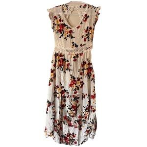 White Floral Asymmetrical Dress-SHEIN